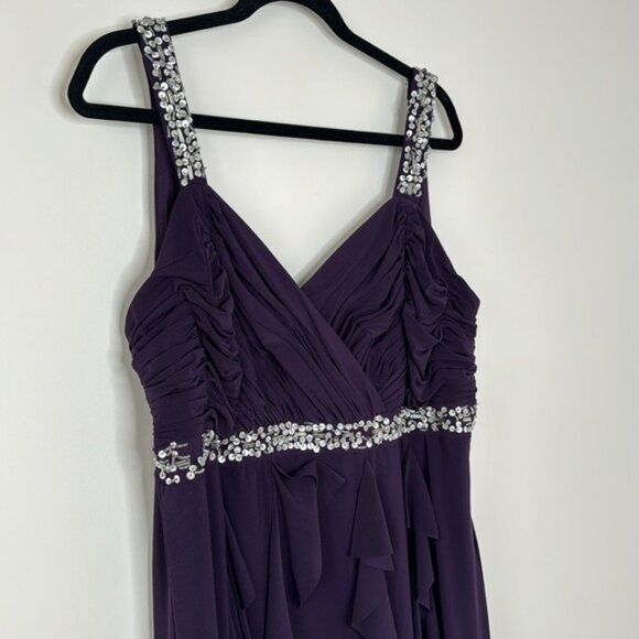 Dressbarn Collection Women Purple Sequin Flowy Cocktail Party Dress Plus Size 16 - Picture 2 of 16